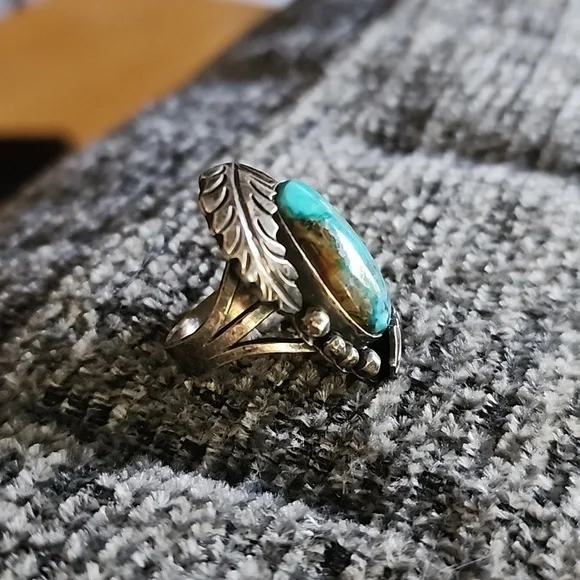 Authentic Indian turquoise ring. I think Navajo Rings